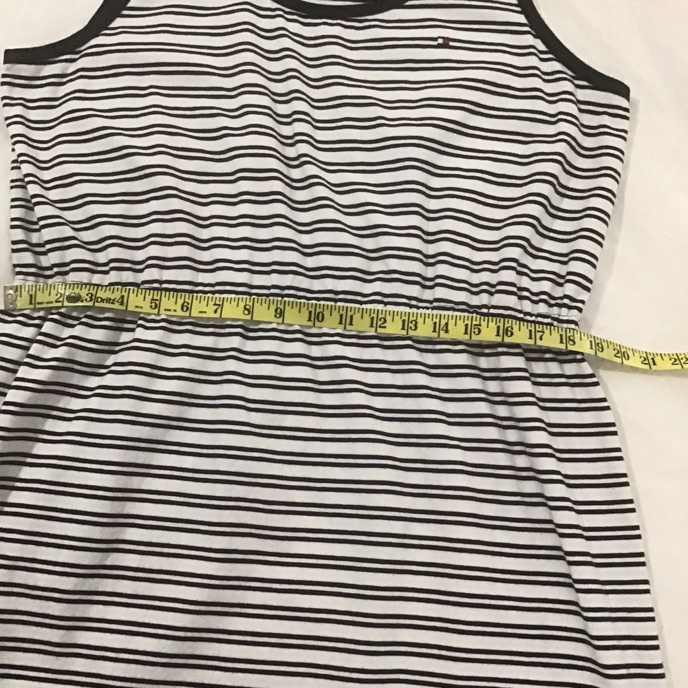 Tommy Hilfiger Navy Blue & White Striped Sleeveless Dress w/Elastic Waist, Sz L - Picture 10 of 11